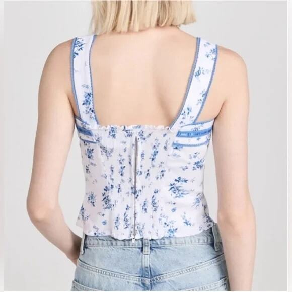 Reformation Eloise Linen Square Neck Tank Top Orlaya Medium A004686 - Picture 2 of 10